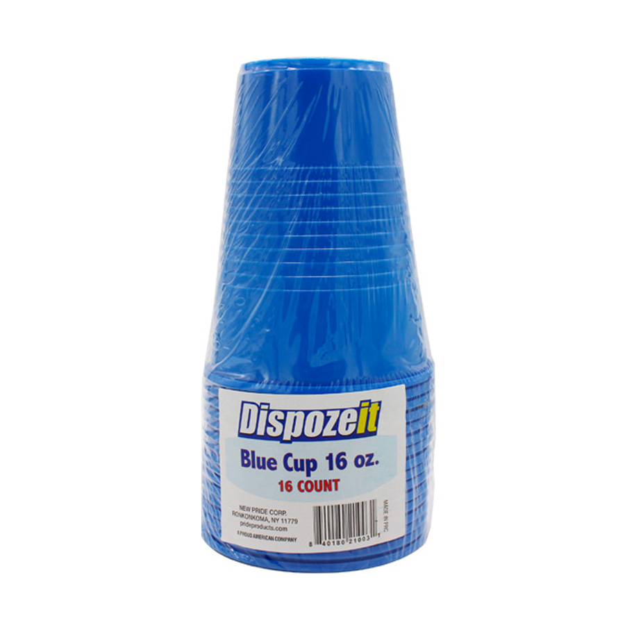 DISPOZEIT PLASTIC CUP 16 OZ 16 CT BLUE