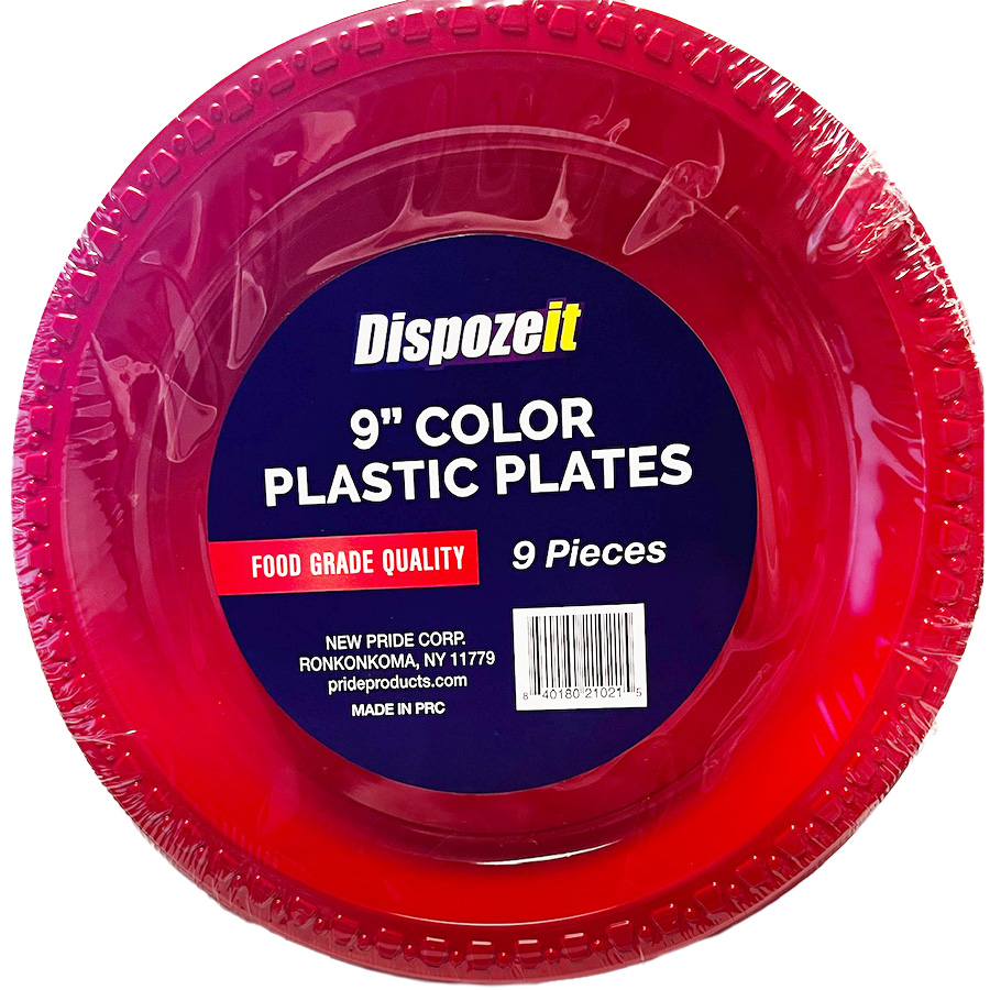 DISPOZEIT PLASTIC PLATE 9 IN 9 CT 17.5 G RED